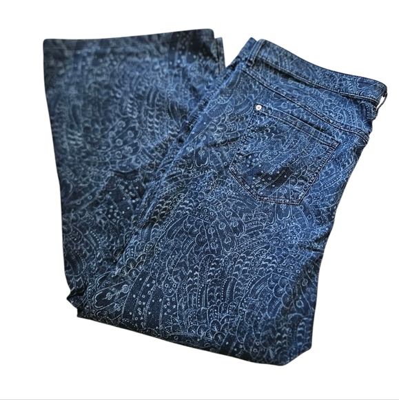 International Concepts INC MD Indigo Lazer-Print Flare Leg Jeans - Picture 4 of 6